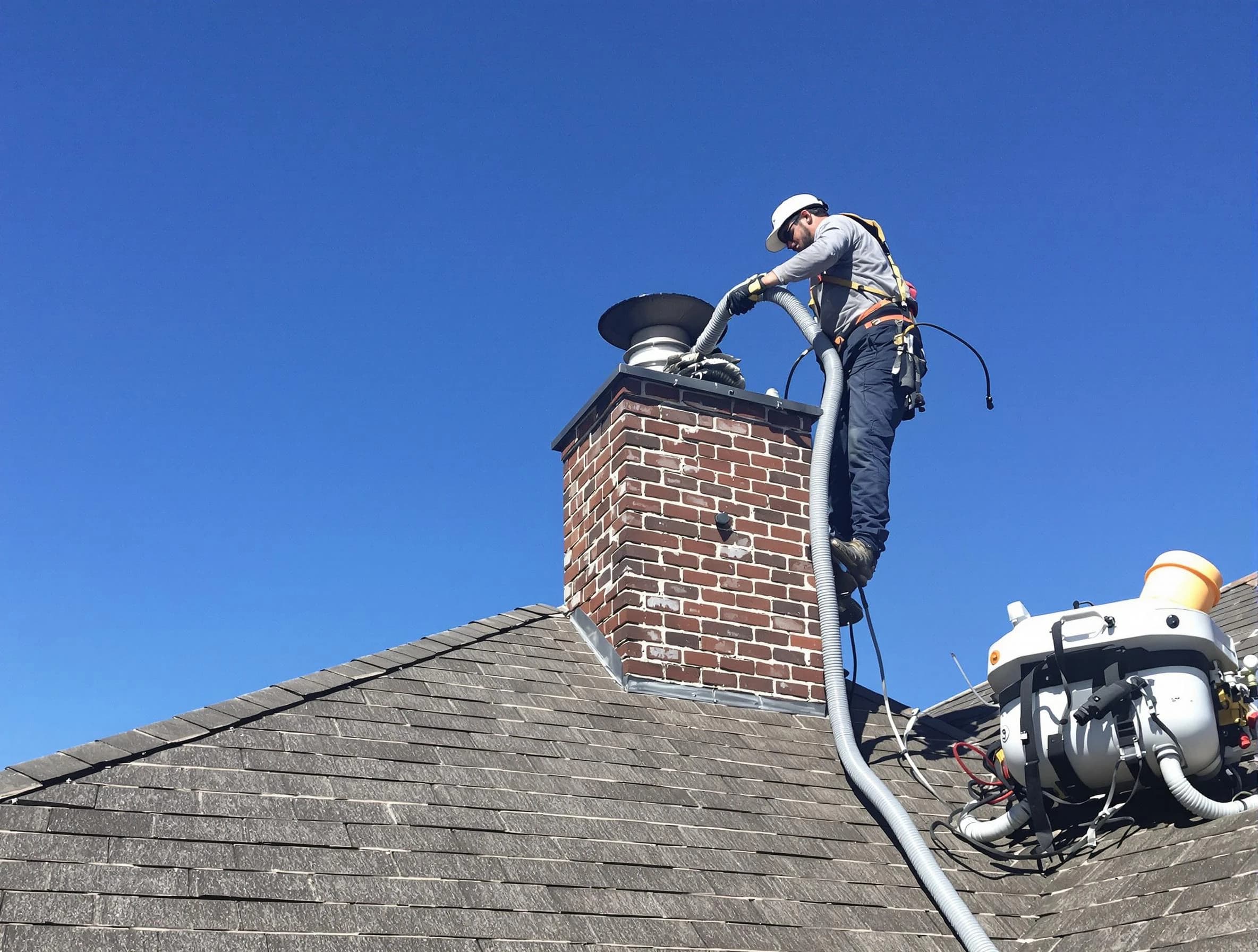 Dedicated Jefferson Hills Chimney Sweep team member cleaning a chimney in Jefferson Hills, PA