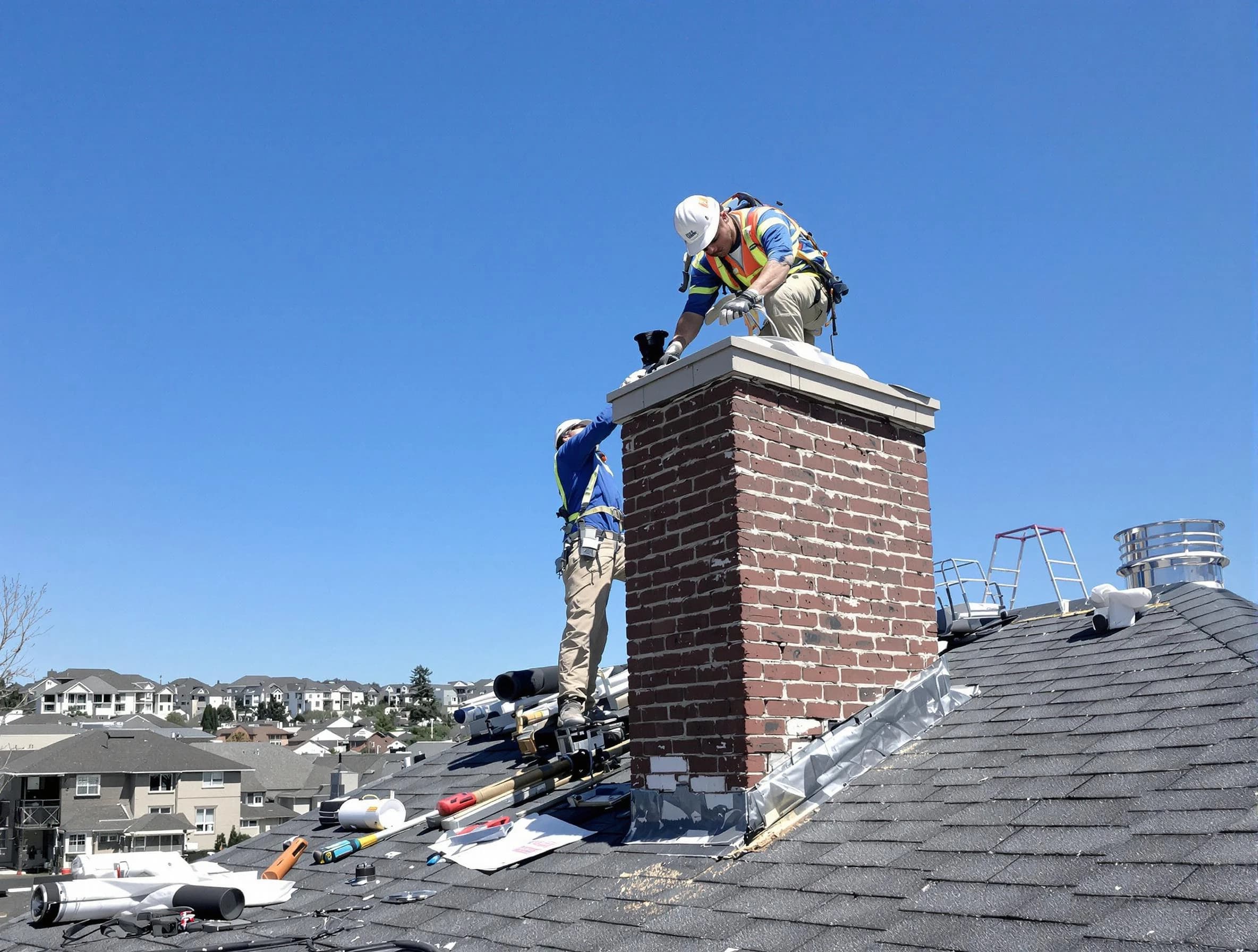 Jefferson Hills Chimney Sweep repairing a chimney crown in Jefferson Hills, PA