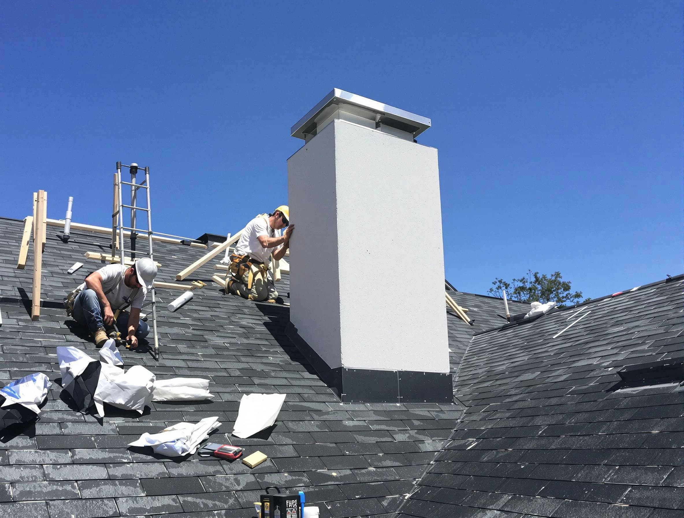 Jefferson Hills Chimney Sweep crew installing a new chimney in Jefferson Hills, PA