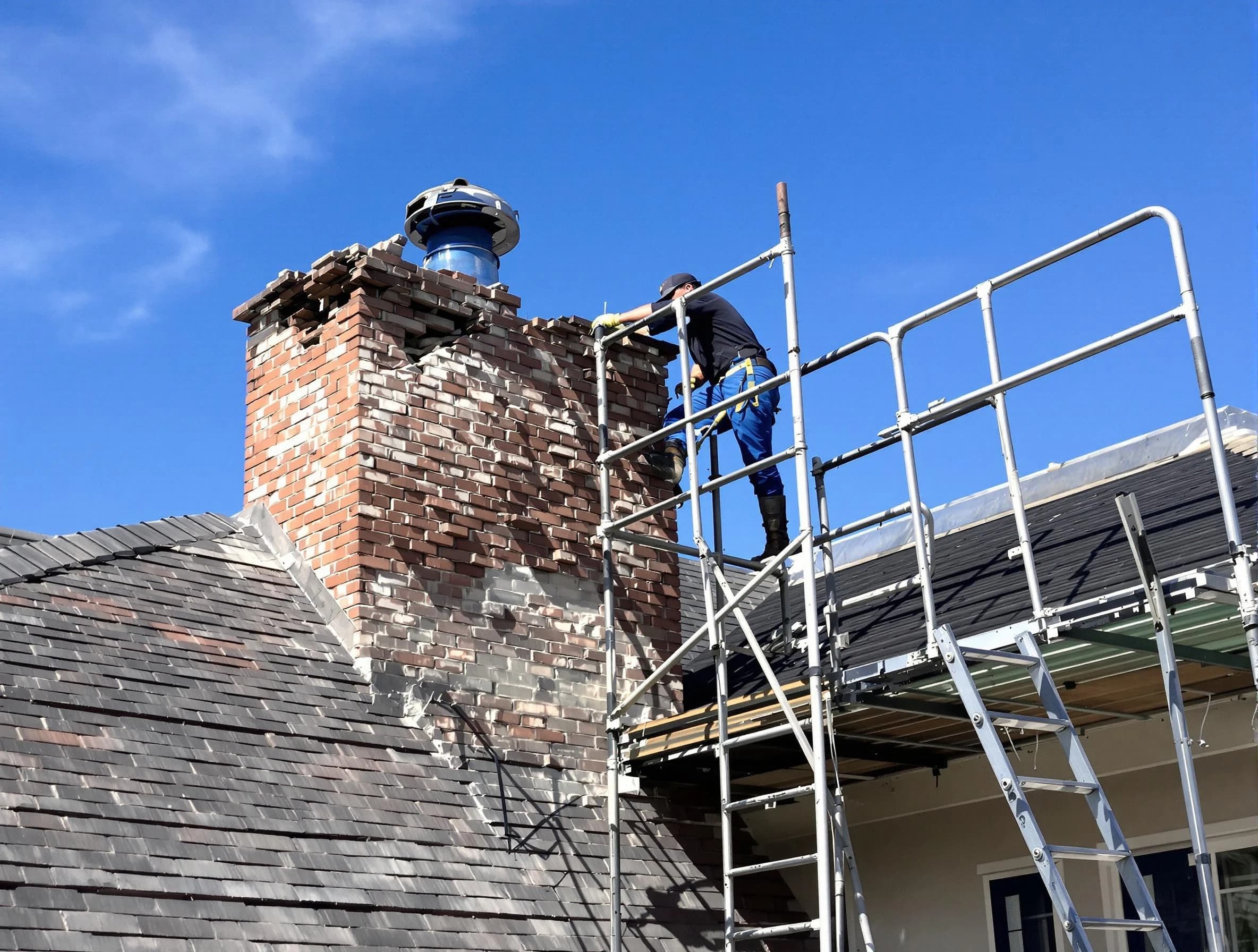 Rebuilding a chimney structure by Jefferson Hills Chimney Sweep in Jefferson Hills, PA