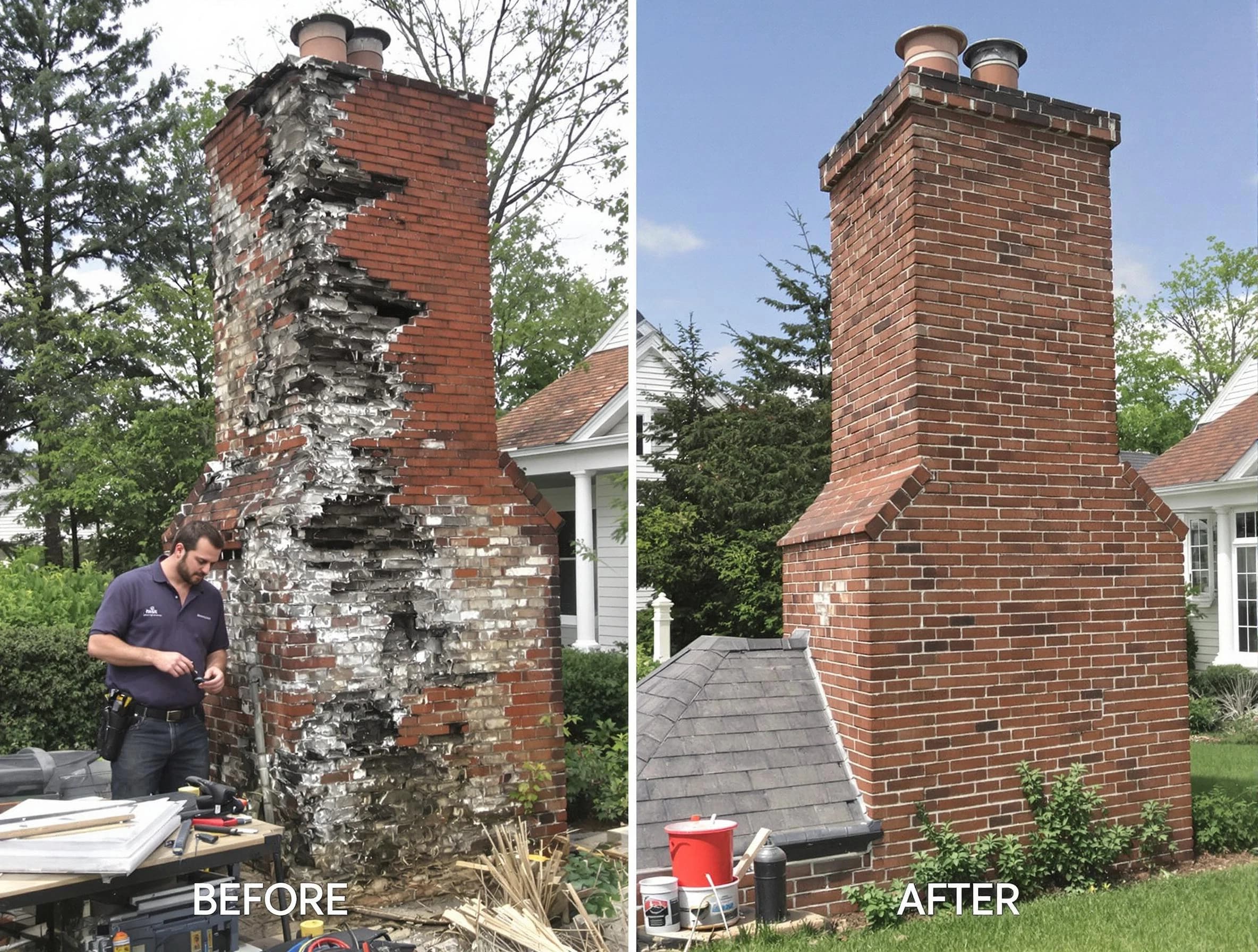 Jefferson Hills Chimney Sweep performing a full chimney restoration in Jefferson Hills, PA