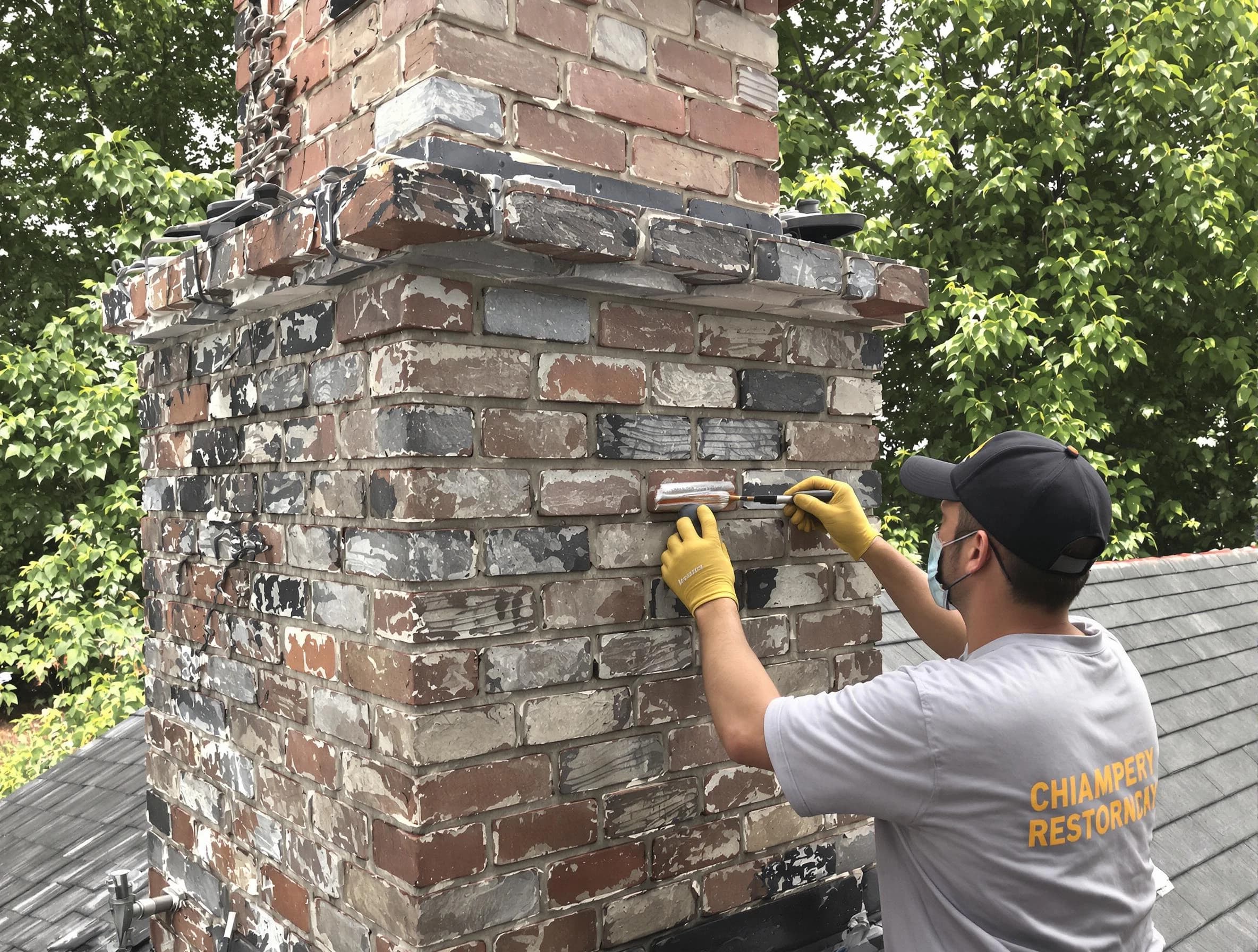 In-progress chimney restoration by Jefferson Hills Chimney Sweep in Jefferson Hills, PA