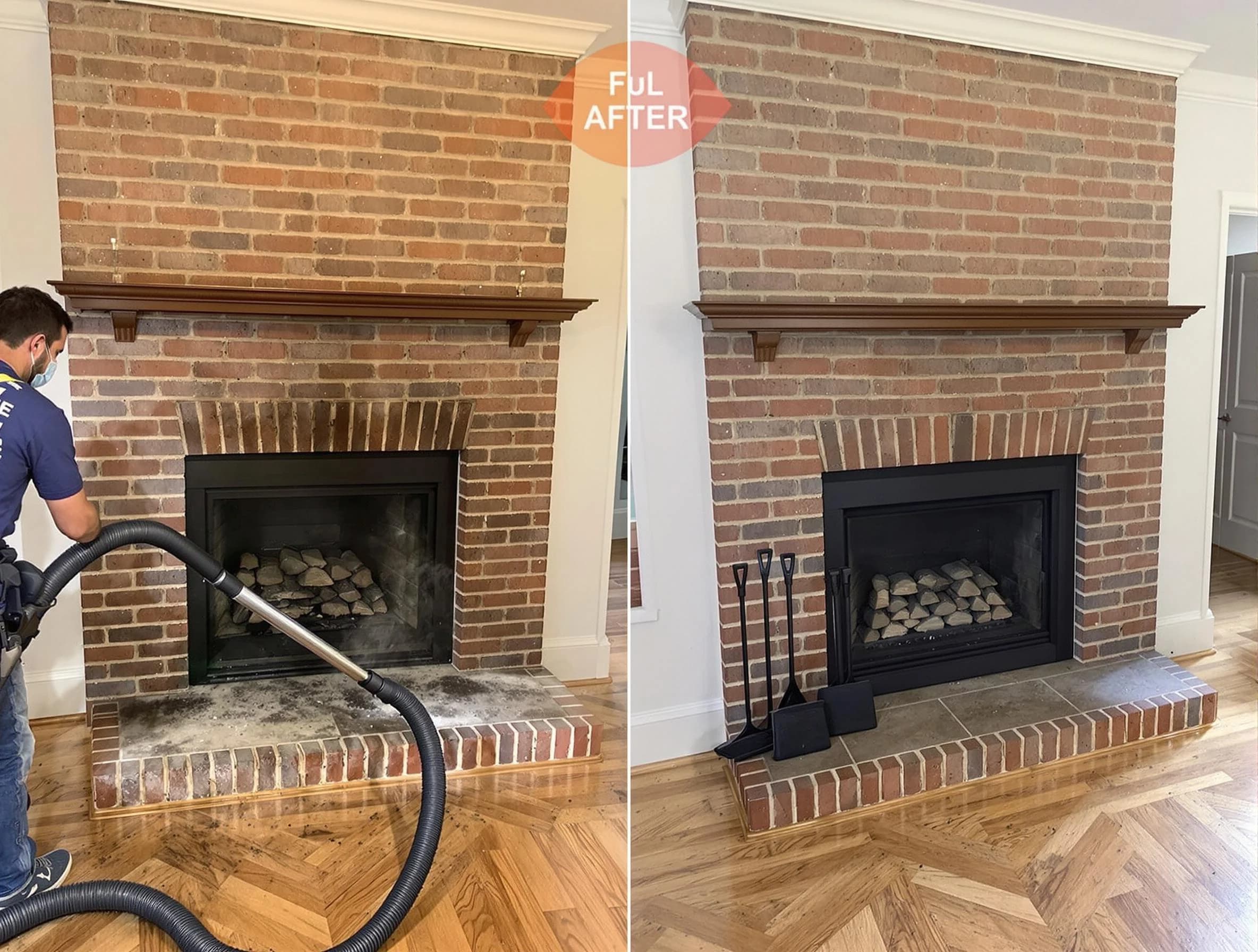 Jefferson Hills Chimney Sweep carefully sanitizing a fireplace in Jefferson Hills, PA