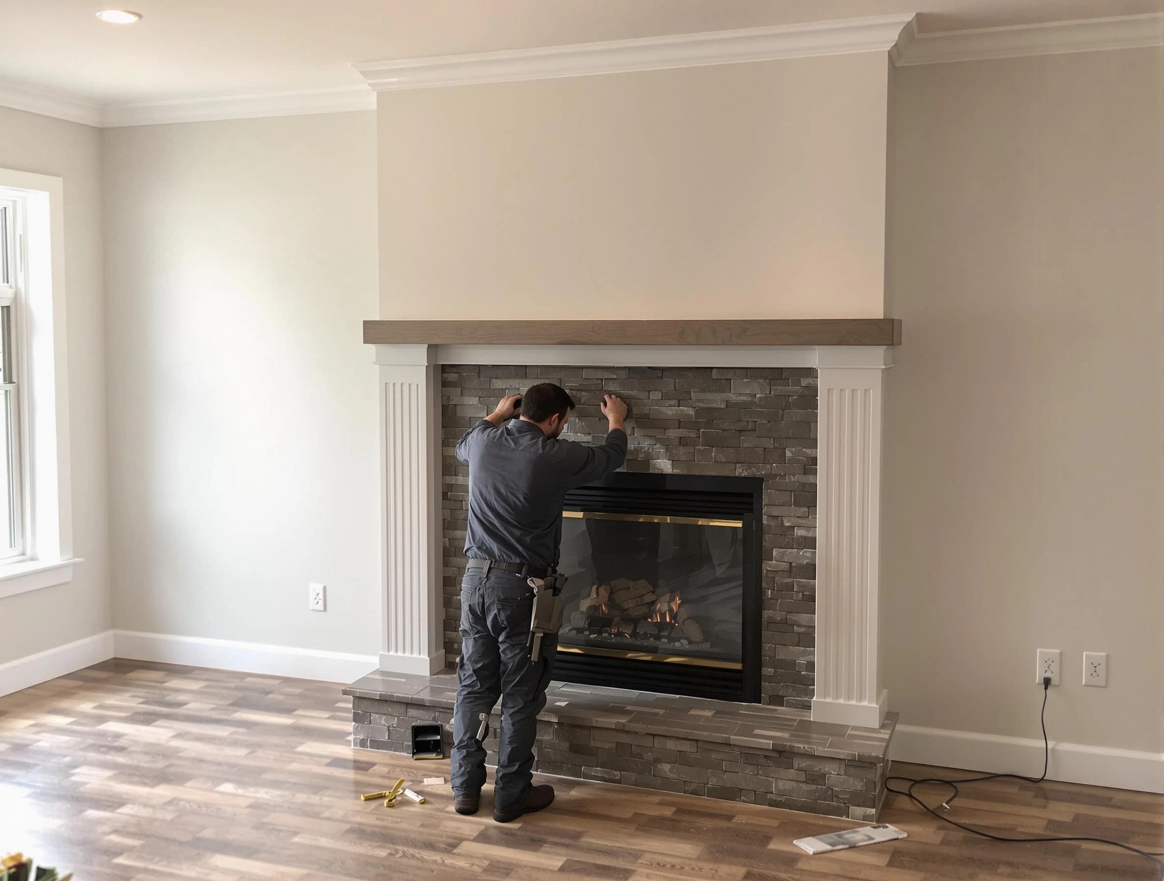 Jefferson Hills Chimney Sweep finishing a custom fireplace install in Jefferson Hills, PA