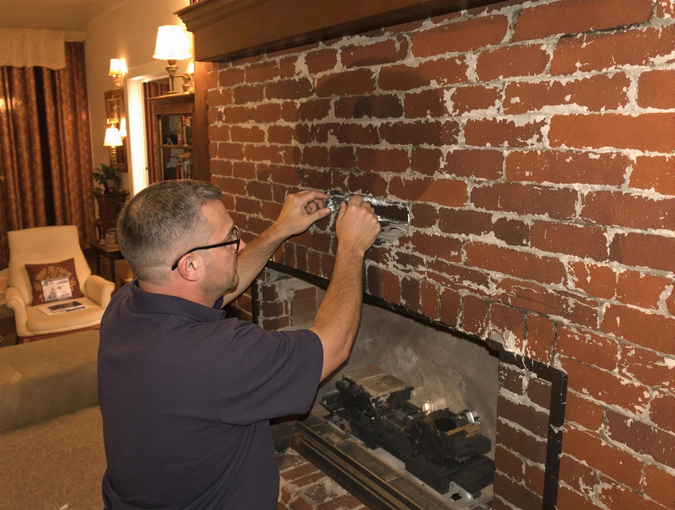 Jefferson Hills Chimney Sweep expert fixing a fireplace in Jefferson Hills, PA