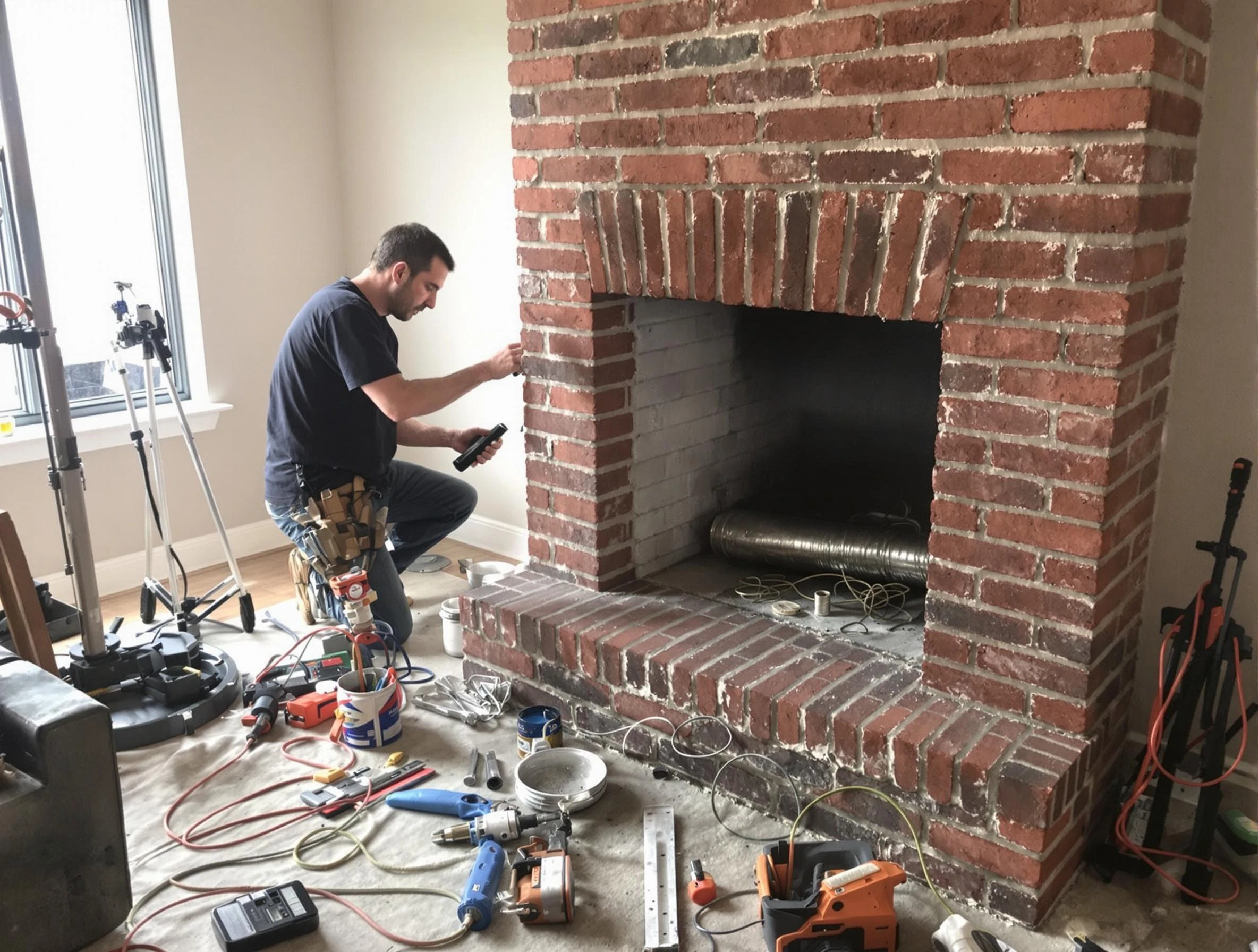 Jefferson Hills Chimney Sweep specialist finalizing chimney liner service in Jefferson Hills, PA